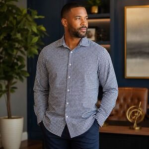Russell Simmons Argyle Culture Men's XL Shirt Purple Geometric Quiet Luxury